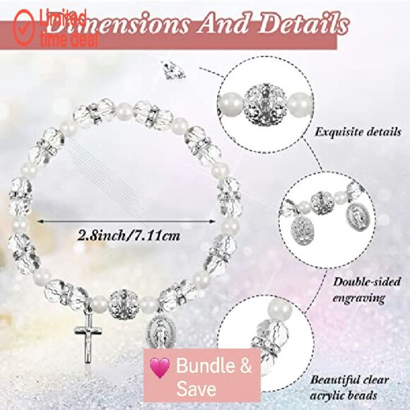 Adjustable Stretch Rosary Bracelets with Mesh Bags, Religious Jewelry Gifts - Picture 3 of 8